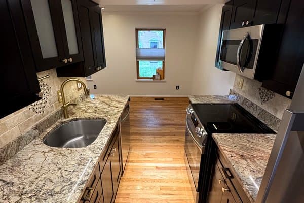 Bright galley kitchen after a Capitol Shine clean