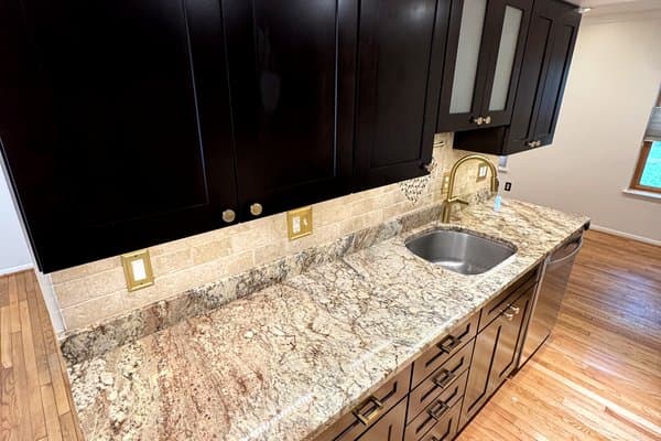Detailed kitchen sink and counter after cleaning